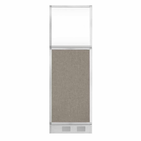 Versare Hush Panel Cubicle Partition 2' x 6' W/ Window Warm Pebble Fabric Clear Window W/ Cable Channel 1812560-2
